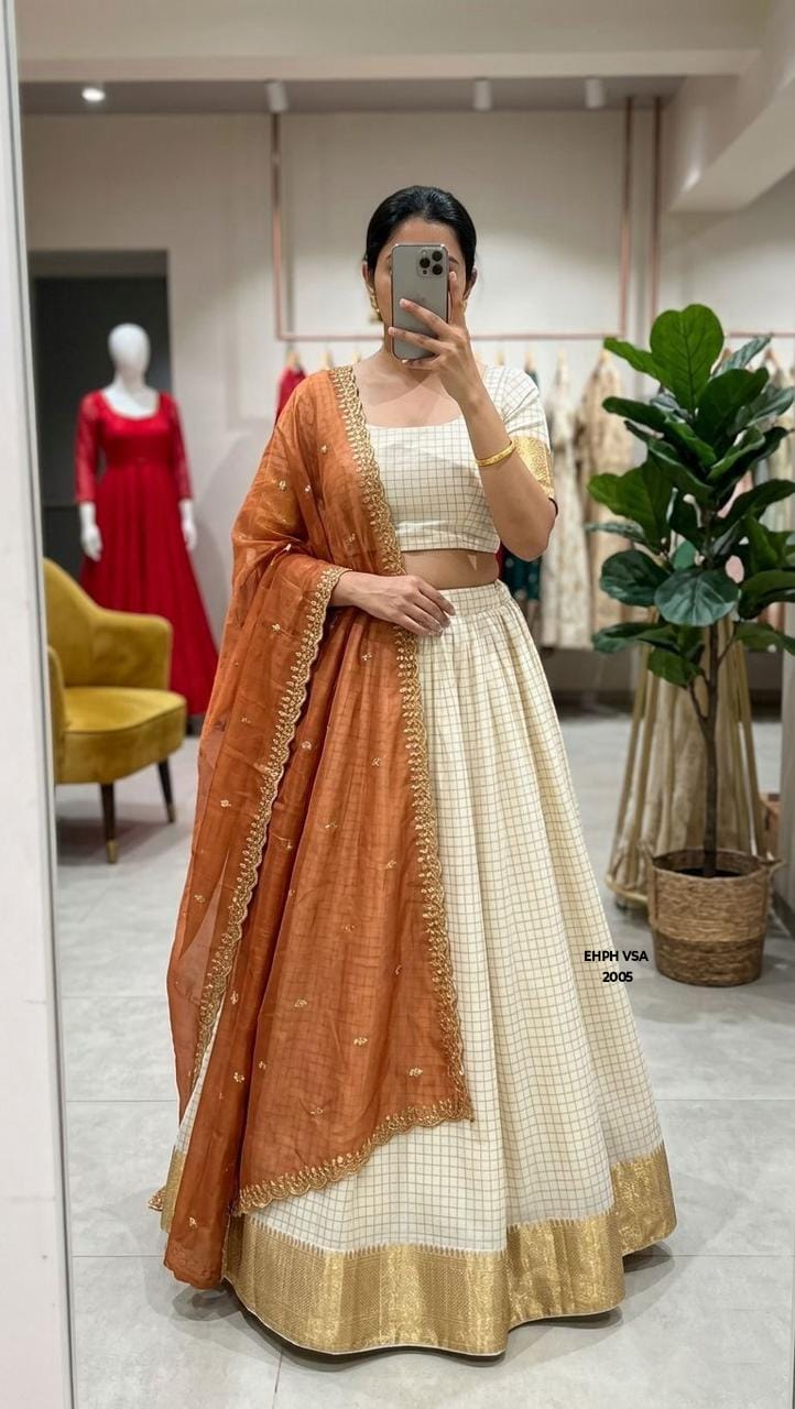 Mustard & Cream Lehenga Set – Mustard & Cream